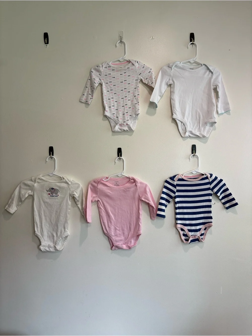6 month baby girl long Sleeve One-Piece Bodysuits - Assorted Pink, White & Navy